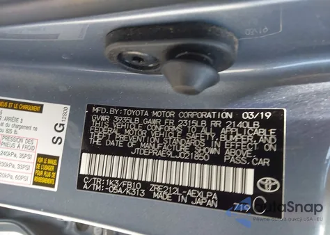 2020 Toyota Corolla Le из США, поврежденный, VIN JTDEPRAE9LJ021850